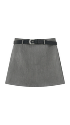 Dam minikjol med hög midja, bälteshällor och rak fåll-Skirt for women-Fjallbarn