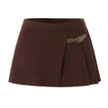 Dam minikjol med omlottfront, veckad sida och spänne-Skirt for women-Fjallbarn