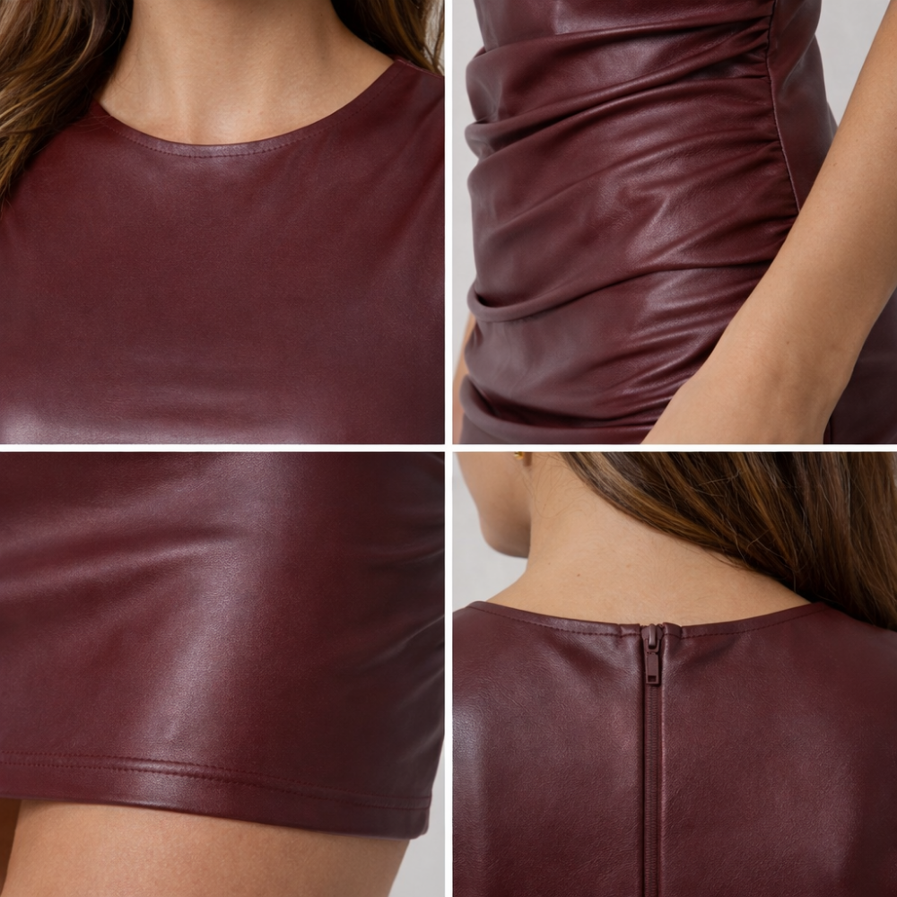 Dam miniklänning utan ärmar med rund halsringning och rynkade sidor-Mini Dress-Fjallbarn