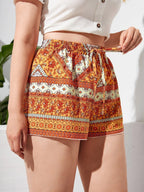 Dam Mönstrade Shorts med Dragsko i Midjan-Shorts for women-Fjallbarn