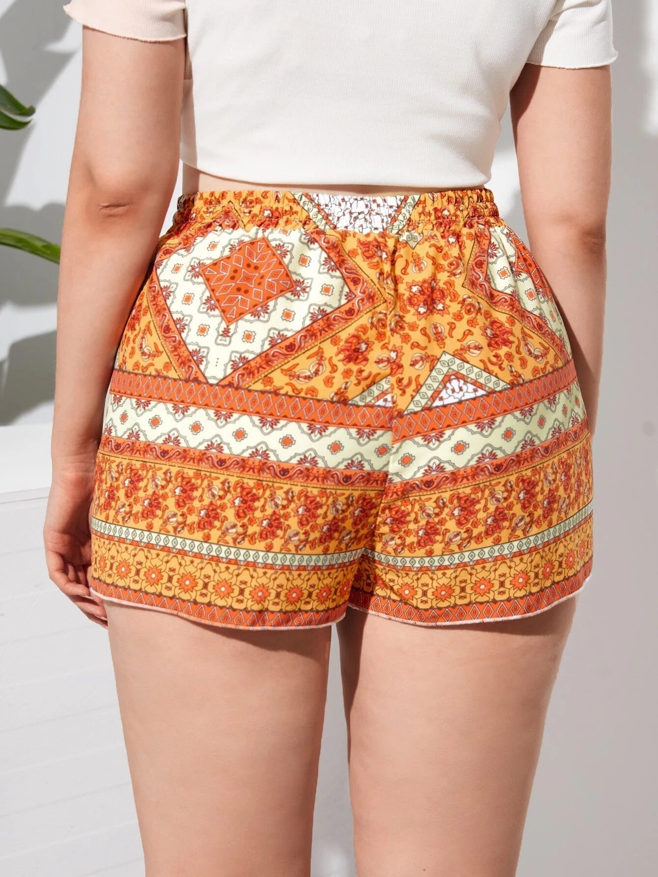 Dam Mönstrade Shorts med Dragsko i Midjan-Shorts for women-Fjallbarn