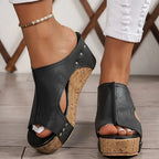 Dam-mules med nitar och korkkilklack-Footwear for women-Fjallbarn