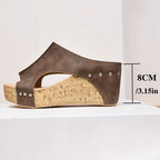 Dam-mules med nitar och korkkilklack-Footwear for women-Fjallbarn
