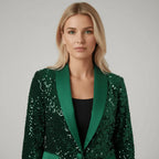 Dam Paljettblazer med Sjalkrage och Enkelknäppning-Blazer for women-Fjallbarn