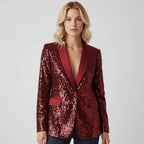 Dam Paljettblazer med Sjalkrage och Enkelknäppning-Blazer for women-Fjallbarn