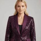 Dam Paljettblazer med Sjalkrage och Enkelknäppning-Blazer for women-Fjallbarn