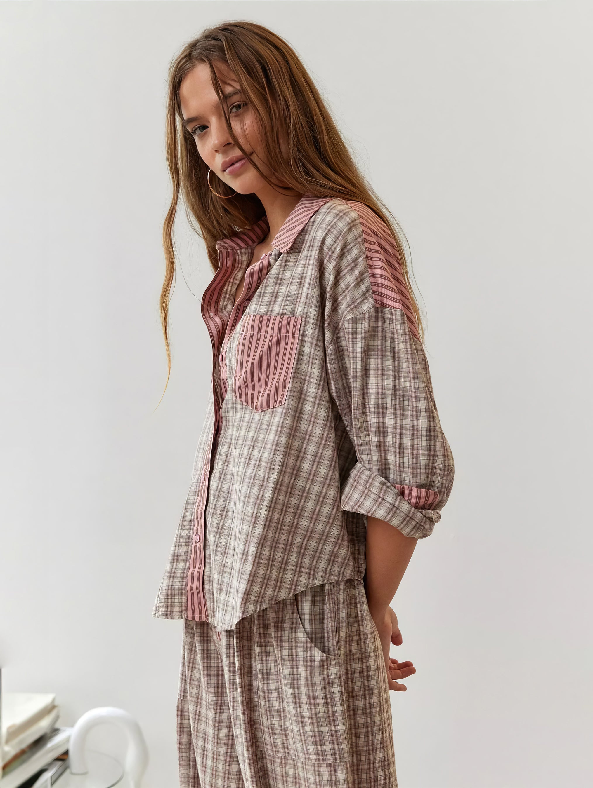 Dam Pyjamaset med Knäppbar Top och Byxor med Elastisk Midja-Sets for women-Fjallbarn