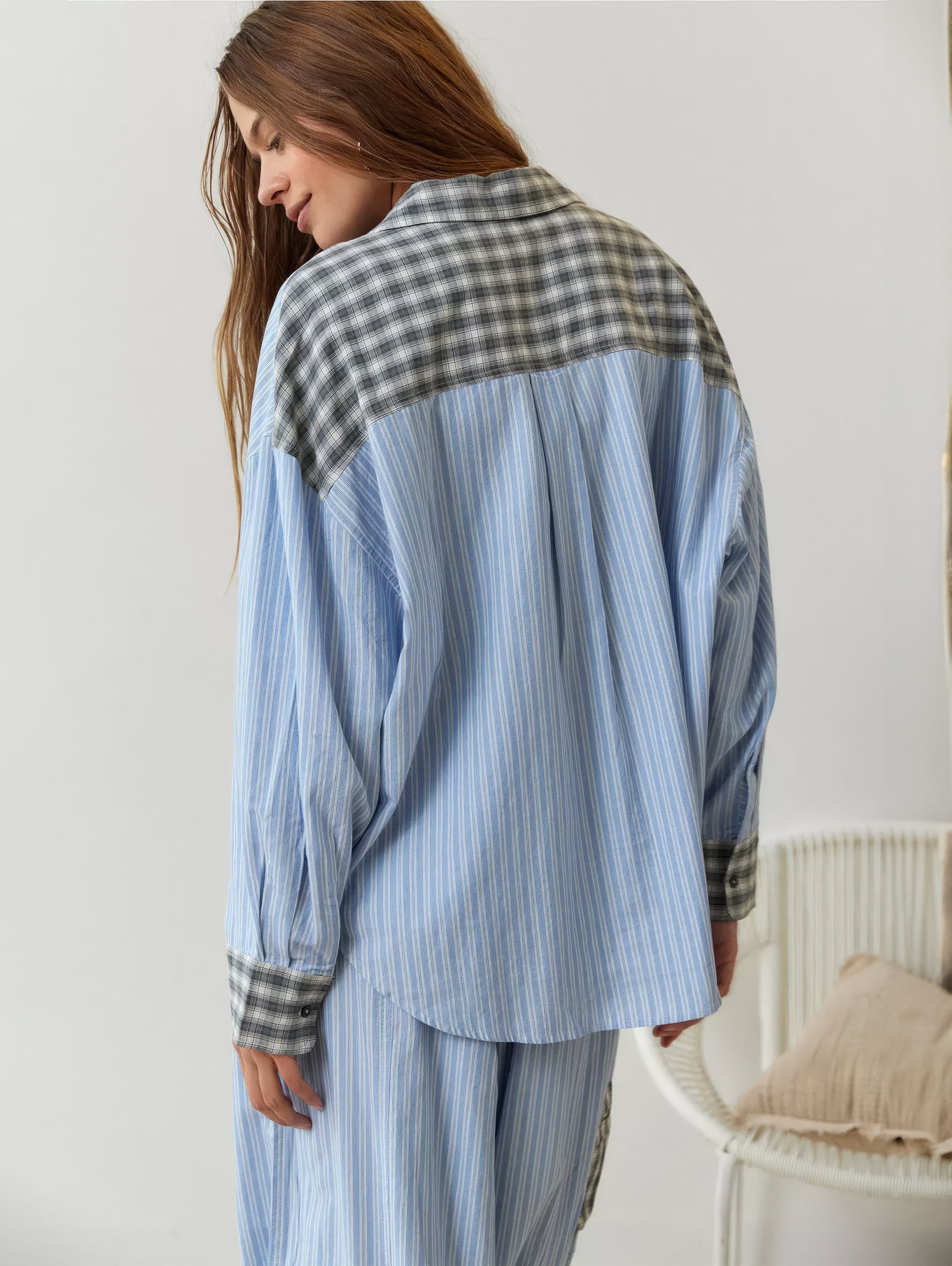 Dam Pyjamaset med Knäppbar Top och Byxor med Elastisk Midja-Sets for women-Fjallbarn