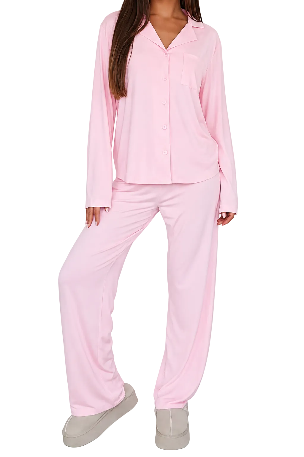 Dam pyjamasset med knäppning och slagkrage-Sets for women-Fjallbarn