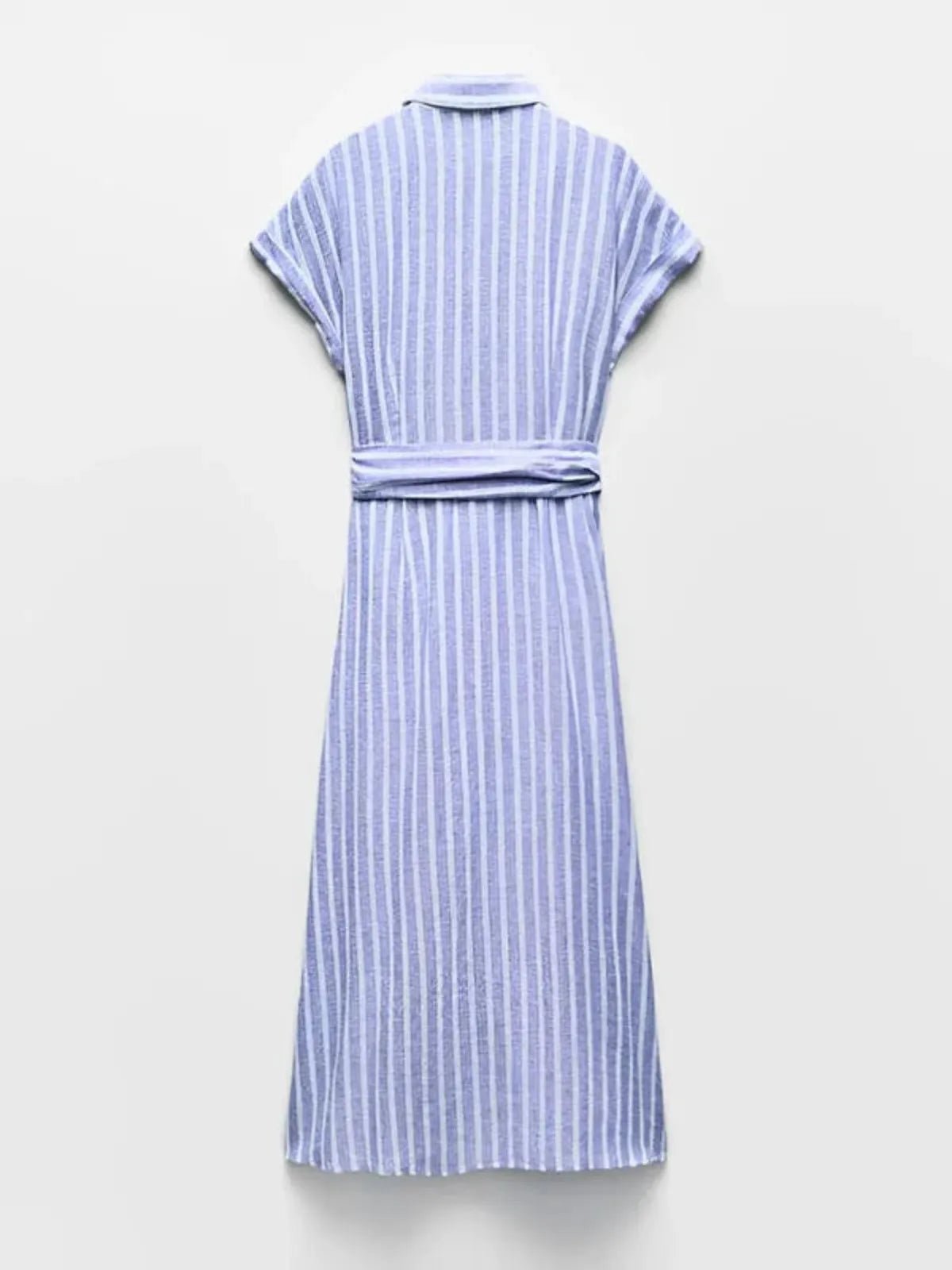 Dam Randig Midiklänning med Knäppning Fram-Midi Dress-Fjallbarn