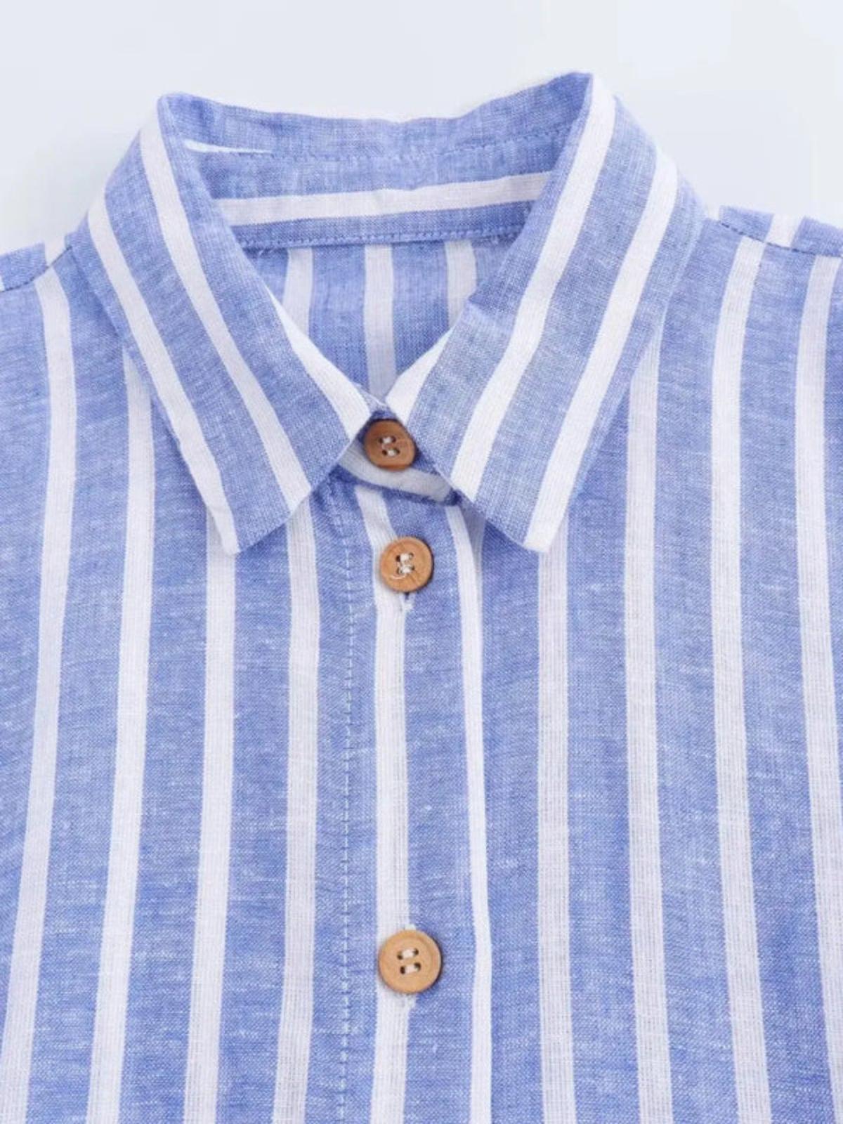 Dam Randig Midiklänning med Knäppning Fram-Midi Dress-Fjallbarn