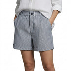 Dam randiga shorts med hög midja och uppvikta benslut-Shorts for men-Fjallbarn