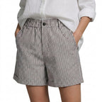 Dam randiga shorts med hög midja och uppvikta benslut-Shorts for men-Fjallbarn