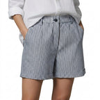 Dam randiga shorts med hög midja och uppvikta benslut-Shorts for men-Fjallbarn