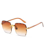 Dam Rektangulära kantlösa solglasögon med raka skalmar-Glasses for women-Fjallbarn