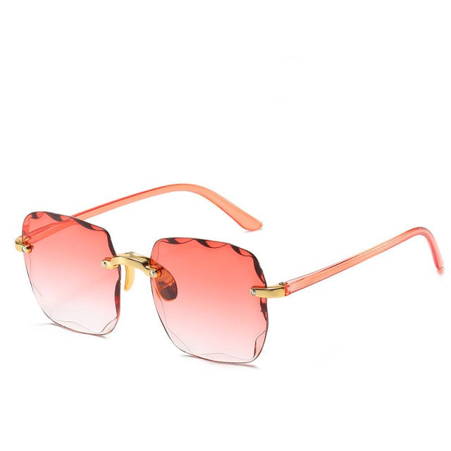 Dam Rektangulära kantlösa solglasögon med raka skalmar-Glasses for women-Fjallbarn