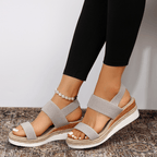 Dam sandaler med platåsula och elastiska remmar-Footwear for women-Fjallbarn