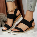 Dam sandaler med platåsula och elastiska remmar-Footwear for women-Fjallbarn