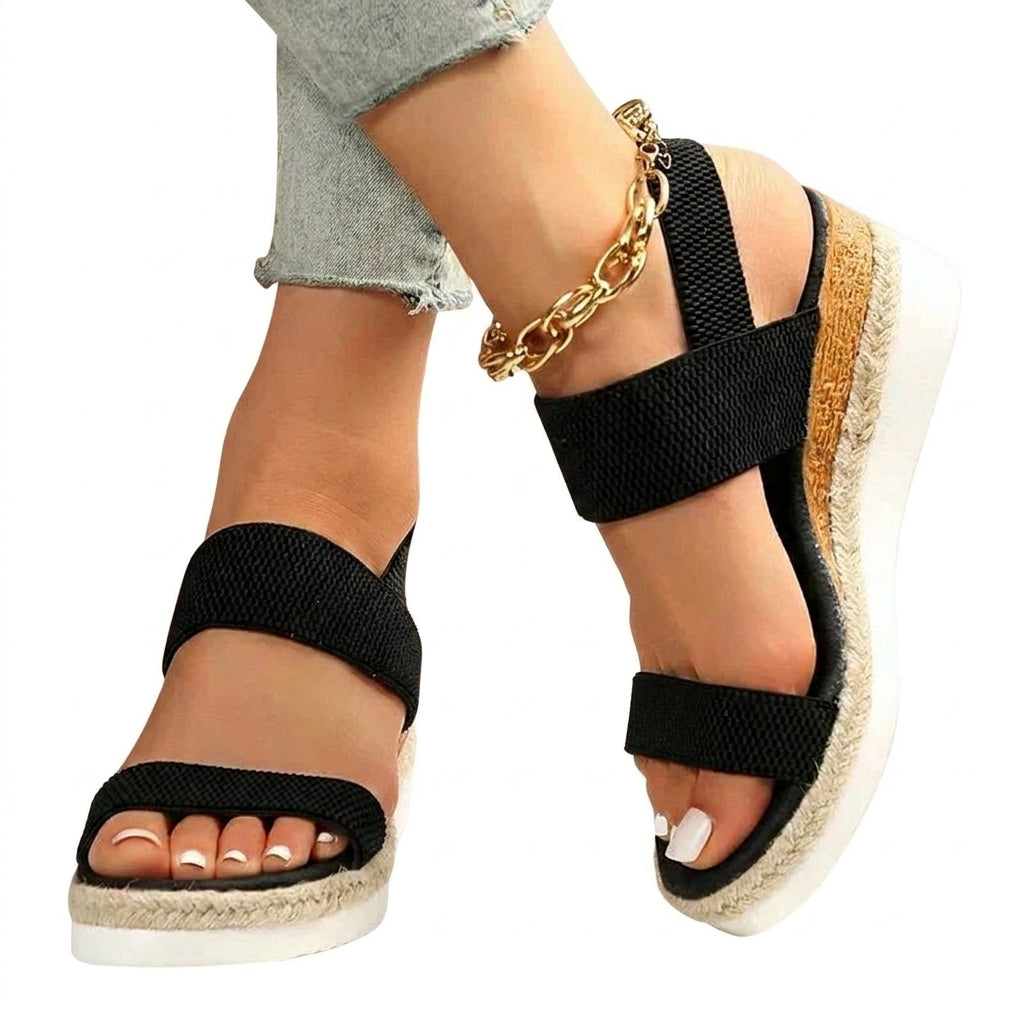 Dam sandaler med platåsula och elastiska remmar-Footwear for women-Fjallbarn