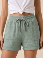 Dam Shorts med Dragsko i Midjan och Påsydda Fickor-Shorts for women-Fjallbarn