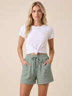 Dam Shorts med Dragsko i Midjan och Påsydda Fickor-Shorts for women-Fjallbarn