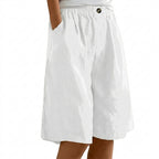 Dam shorts med elastisk midja och vida ben samt knappstängning-Shorts for women-Fjallbarn