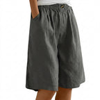 Dam shorts med elastisk midja och vida ben samt knappstängning-Shorts for women-Fjallbarn