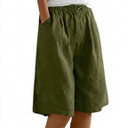 Dam shorts med elastisk midja och vida ben samt knappstängning-Shorts for women-Fjallbarn