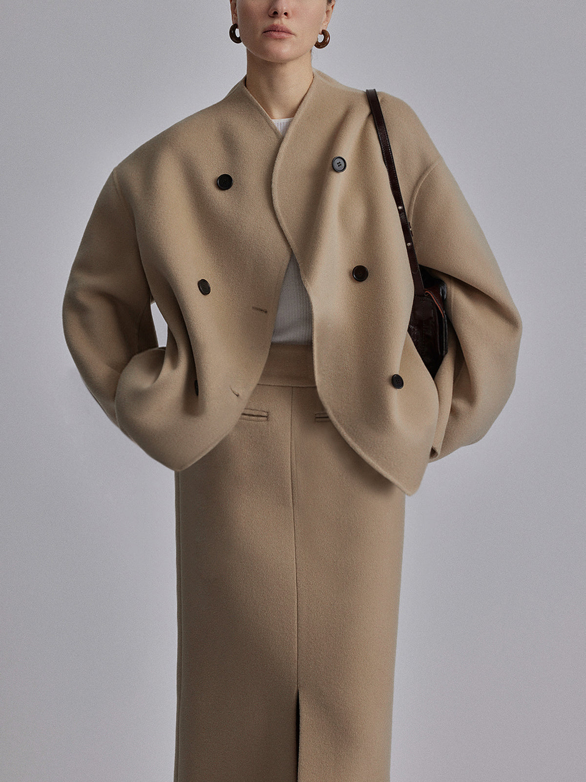 Dam-skepparkavaj i ullblandning med ståkrage-Coats for women-Fjallbarn
