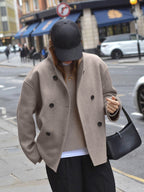Dam-skepparkavaj i ullblandning med ståkrage-Coats for women-Fjallbarn