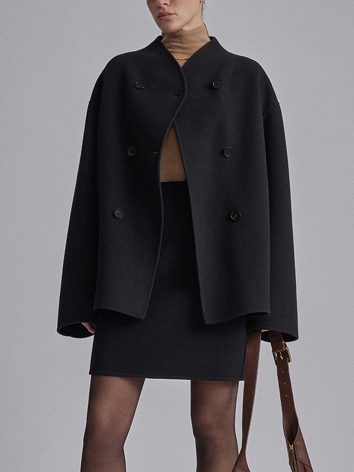 Dam-skepparkavaj i ullblandning med ståkrage-Coats for women-Fjallbarn