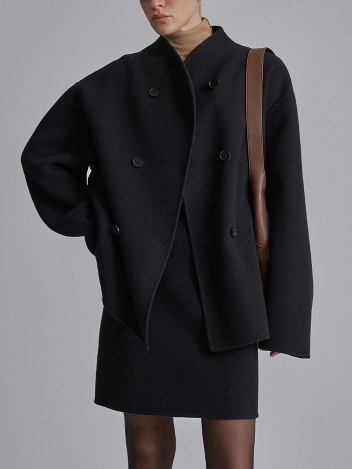 Dam-skepparkavaj i ullblandning med ståkrage-Coats for women-Fjallbarn