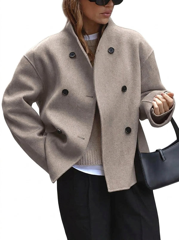Dam-skepparkavaj i ullblandning med ståkrage-Coats for women-Fjallbarn