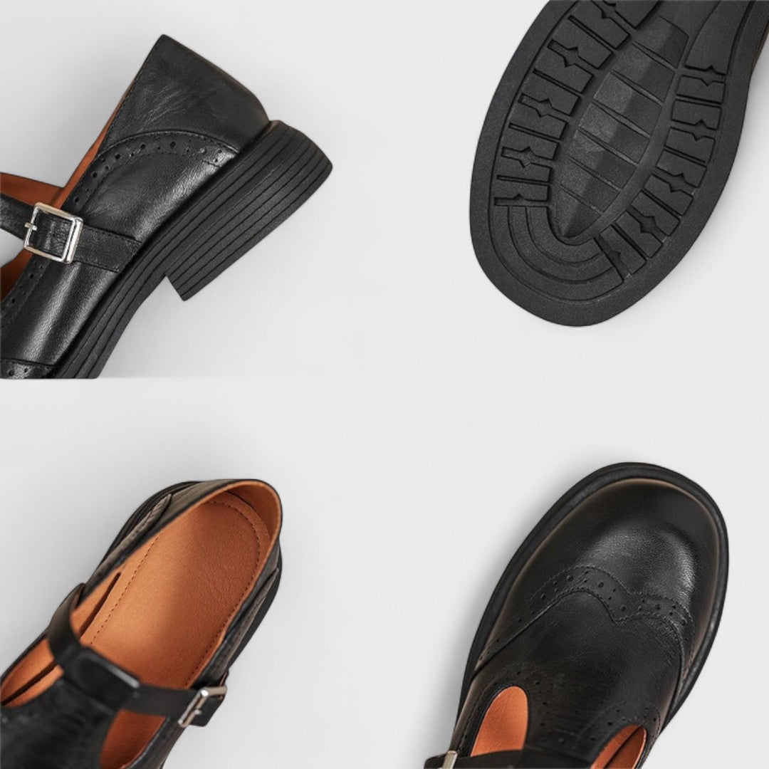 Dam T-remsskor med wingtip-tå och broguemönster-Shoes for women-Fjallbarn