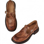 Dam T-remsskor med wingtip-tå och broguemönster-Shoes for women-Fjallbarn