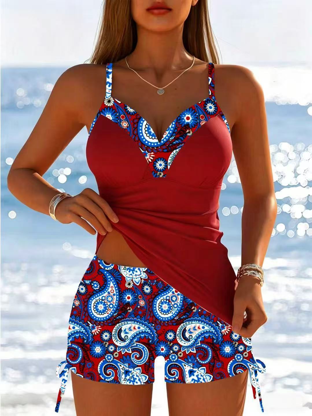 Dam-tankini med paisleymönster-Sets for women-Fjallbarn