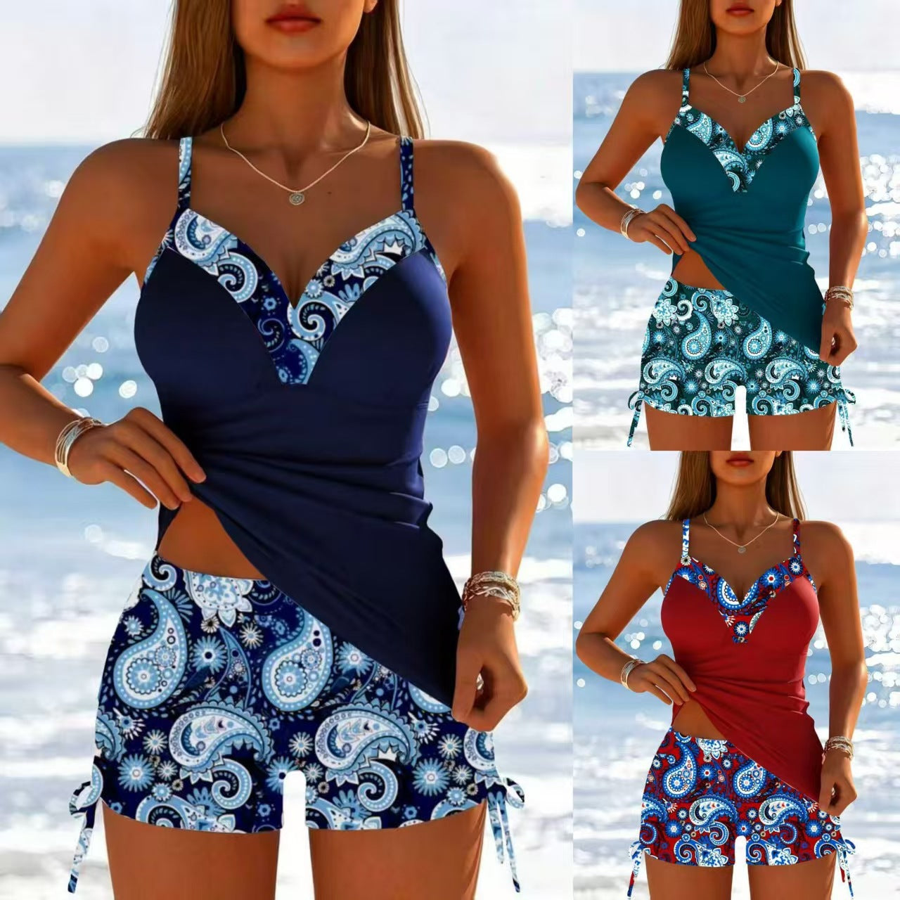 Dam-tankini med paisleymönster-Sets for women-Fjallbarn