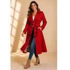 Dam-trenchcoat med bälte och slagkrage-Coats for women-Fjallbarn