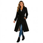 Dam-trenchcoat med bälte och slagkrage-Coats for women-Fjallbarn