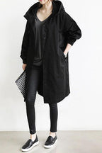 Dam-trenchcoat med huva och knappar fram-Coats for women-Fjallbarn