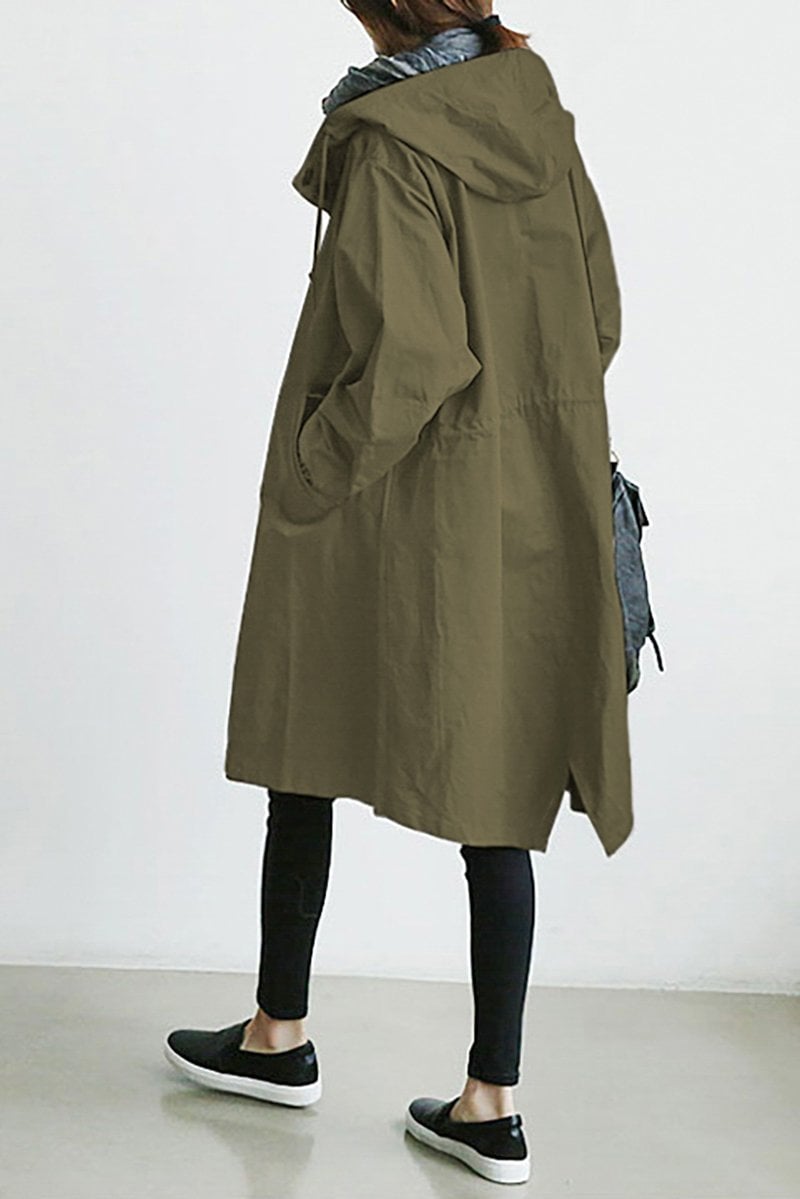 Dam-trenchcoat med huva och knappar fram-Coats for women-Fjallbarn