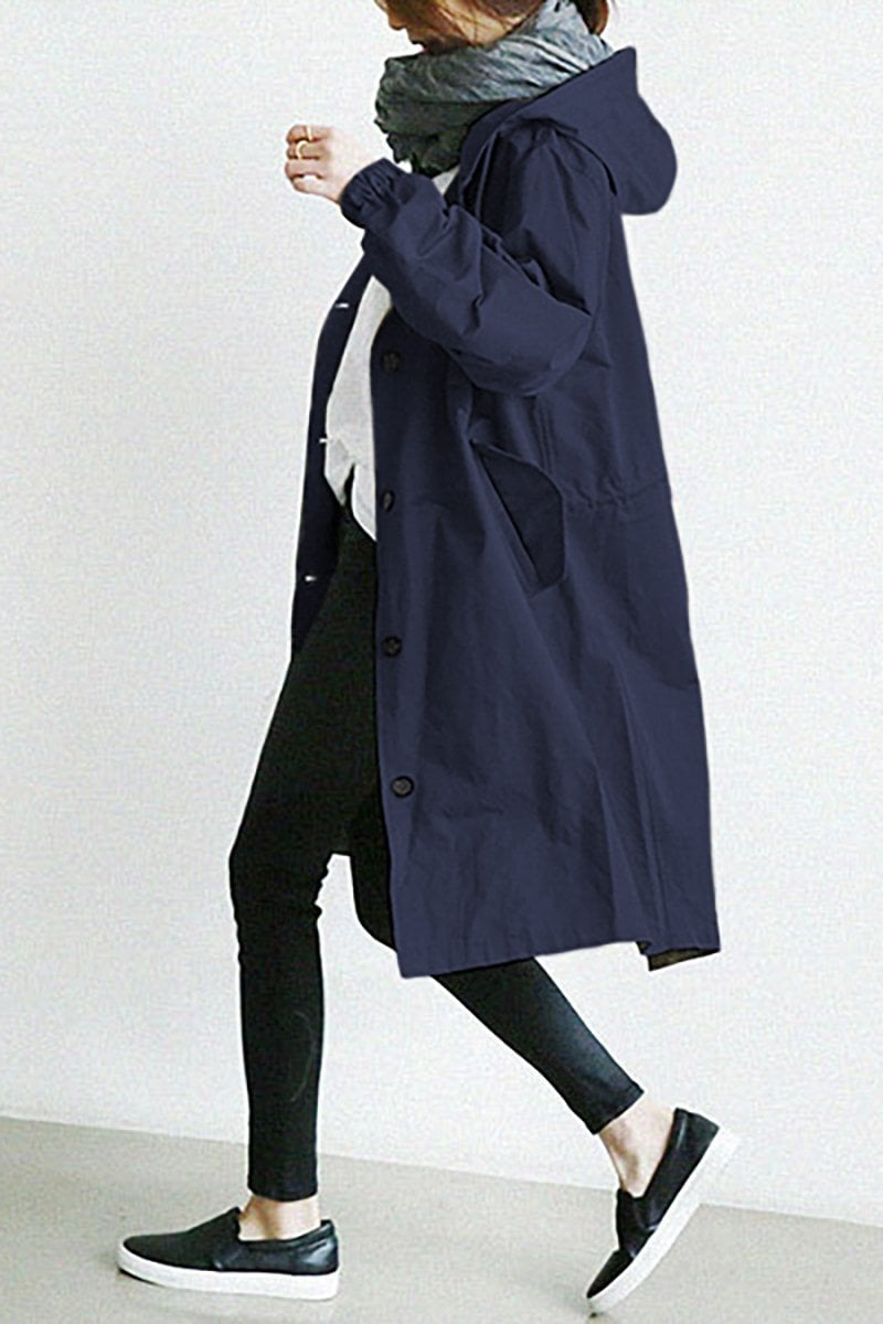 Dam-trenchcoat med huva och knappar fram-Coats for women-Fjallbarn