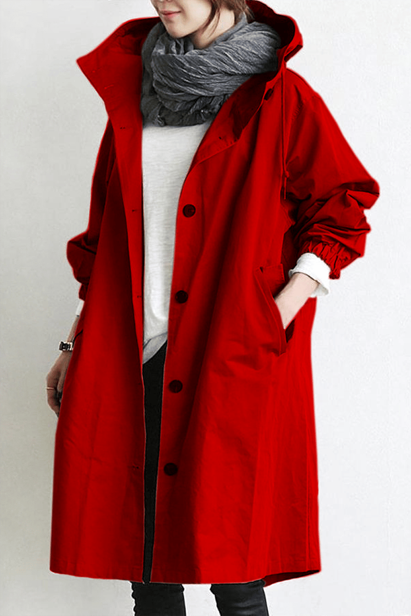 Dam-trenchcoat med huva och knappar fram-Coats for women-Fjallbarn