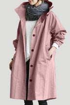 Dam-trenchcoat med huva och knappar fram-Coats for women-Fjallbarn