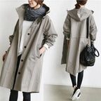 Dam-trenchcoat med huva och knappar fram-Coats for women-Fjallbarn