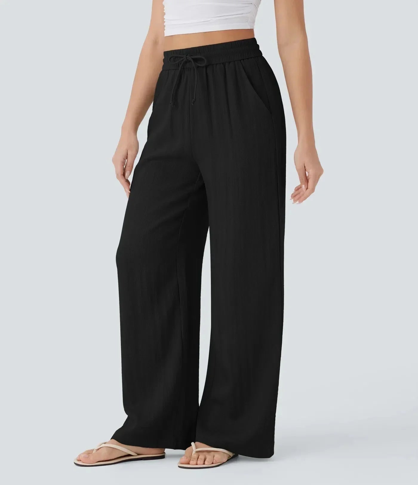 Dam Vida Byxor med Dragsko och Strukturerad Yta-Pants for Women-Fjallbarn