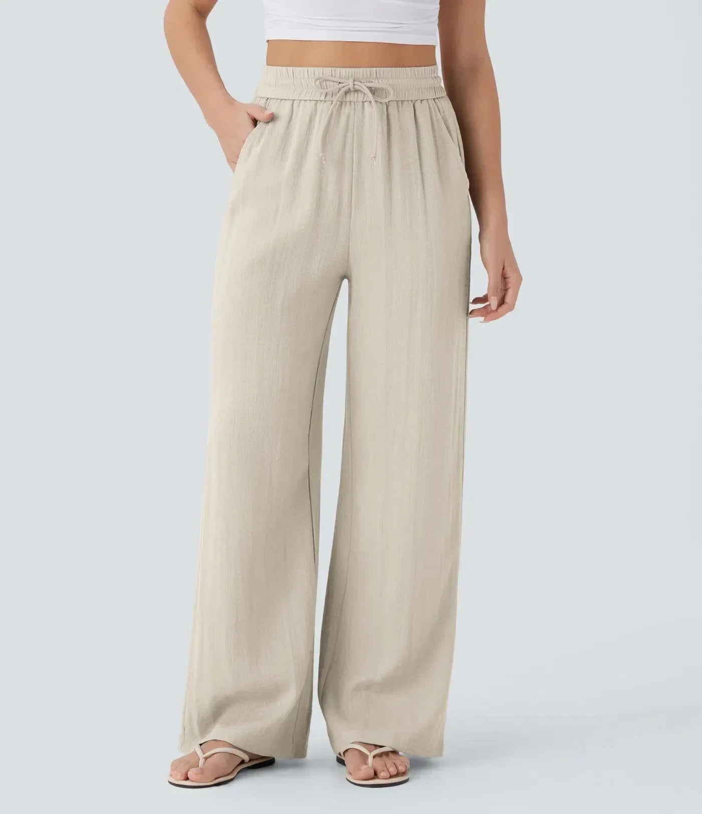 Dam Vida Byxor med Dragsko och Strukturerad Yta-Pants for Women-Fjallbarn