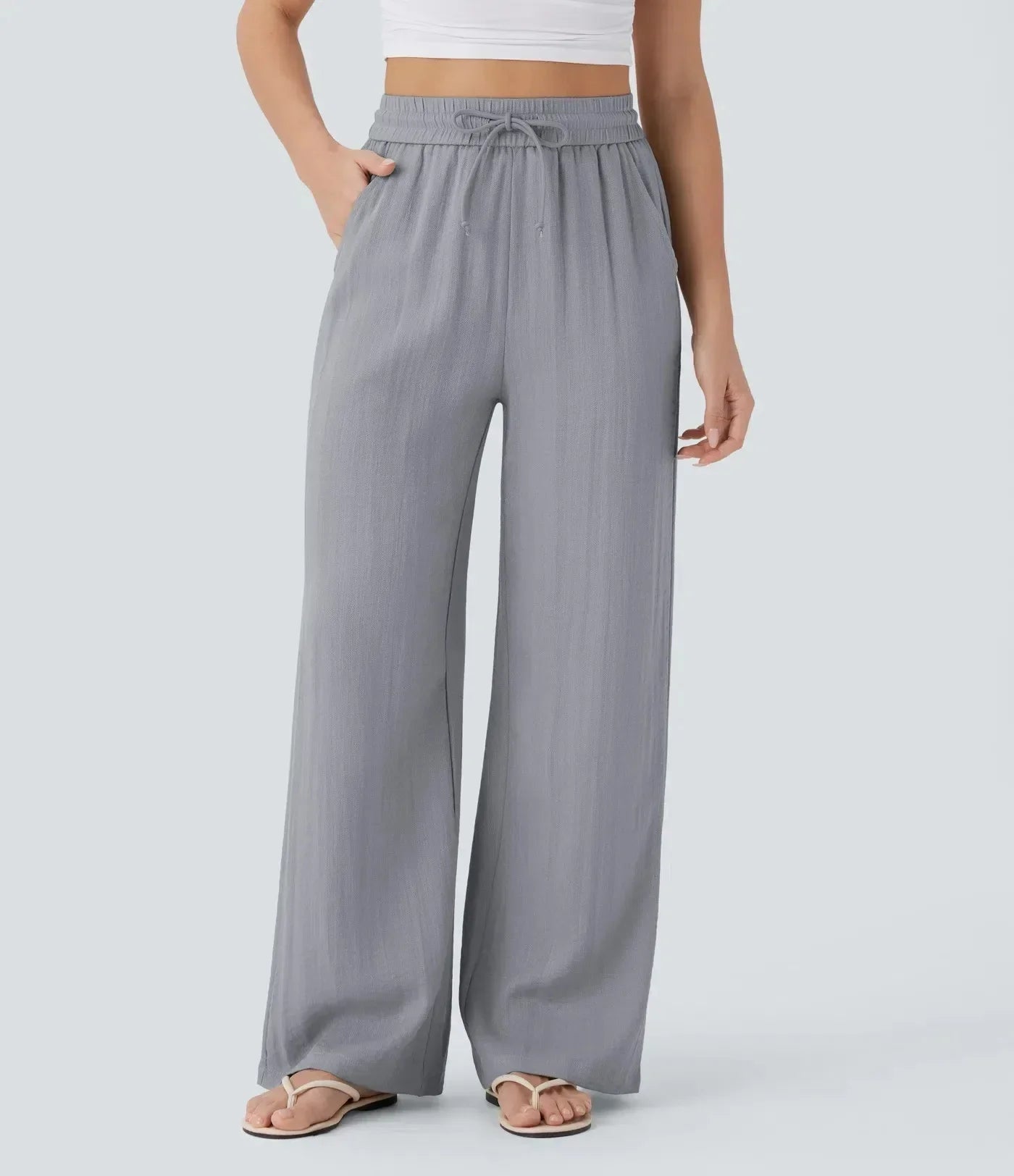 Dam Vida Byxor med Dragsko och Strukturerad Yta-Pants for Women-Fjallbarn