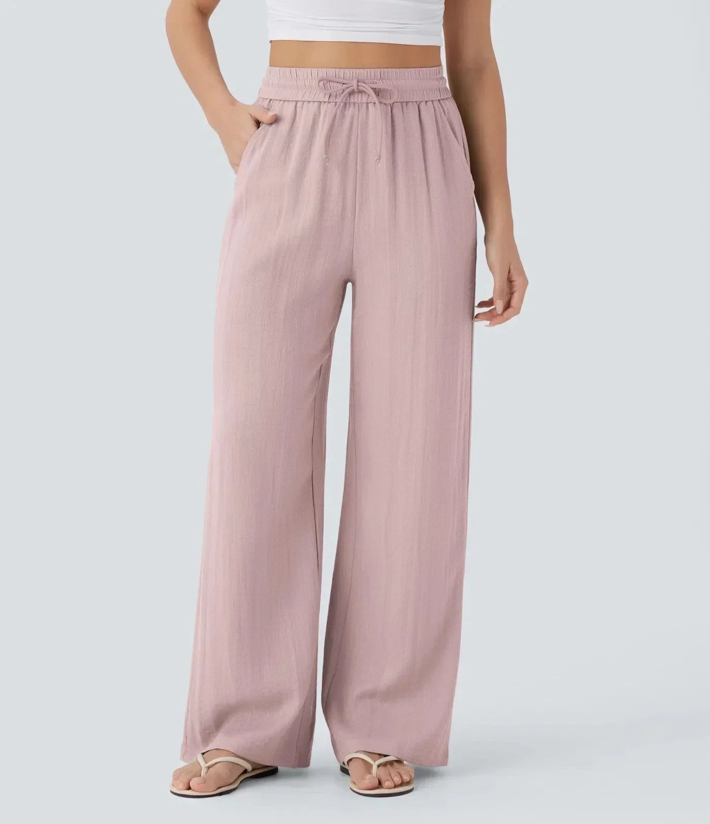 Dam Vida Byxor med Dragsko och Strukturerad Yta-Pants for Women-Fjallbarn