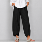 Dam Vida Croppade linne Byxor med Böjd Nederkant-Pants for Women-Fjallbarn